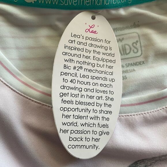 CHUBBY MERMAID " Save The Manatees" Junior Medium Pink  Top - Picture 5 of 7